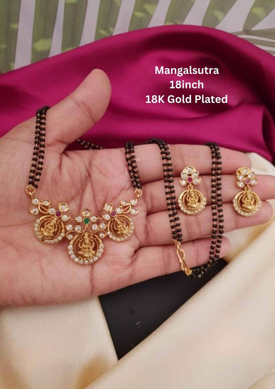 Kundan Temple Mangalsutra With Earrings g10850
