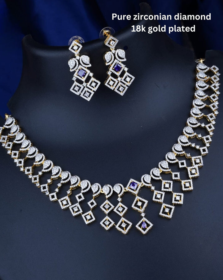 Pure Zirconian Diamond Necklace With Earrings c1016520
