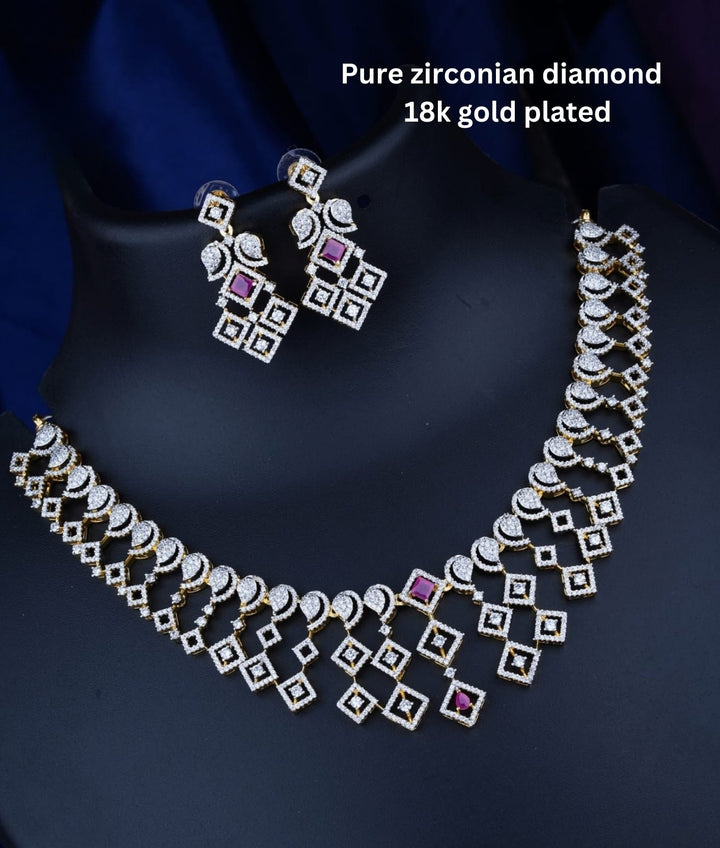 Pure Zirconian Diamond Necklace With Earrings c1016520