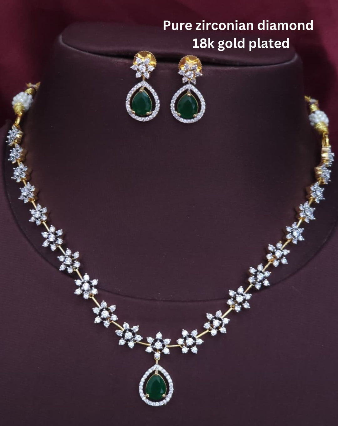 Pure Zirconian Diamond Necklace With Earrings r10850