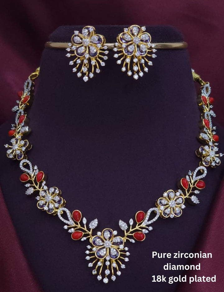 Pure Zirconian Diamond Necklace With Earrings r101940