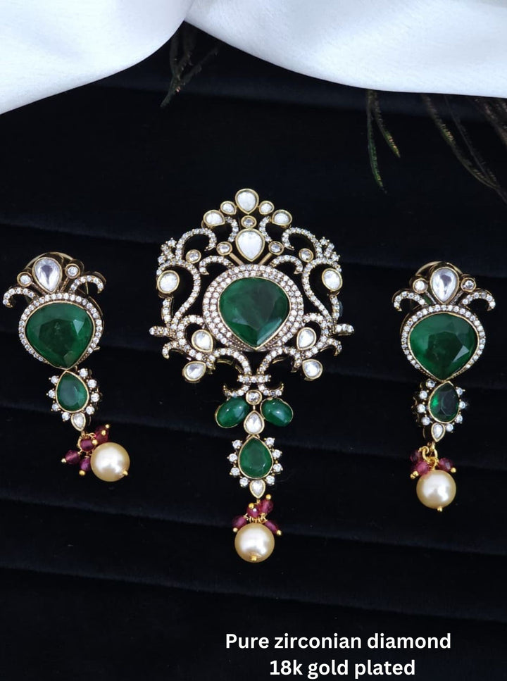 Pure Zirconian Diamond Pendant with Earrings r101599