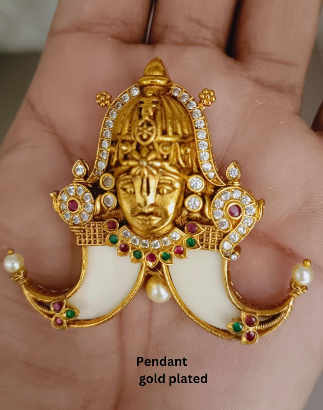 Kundan Gold Plated Temple Pendant a04