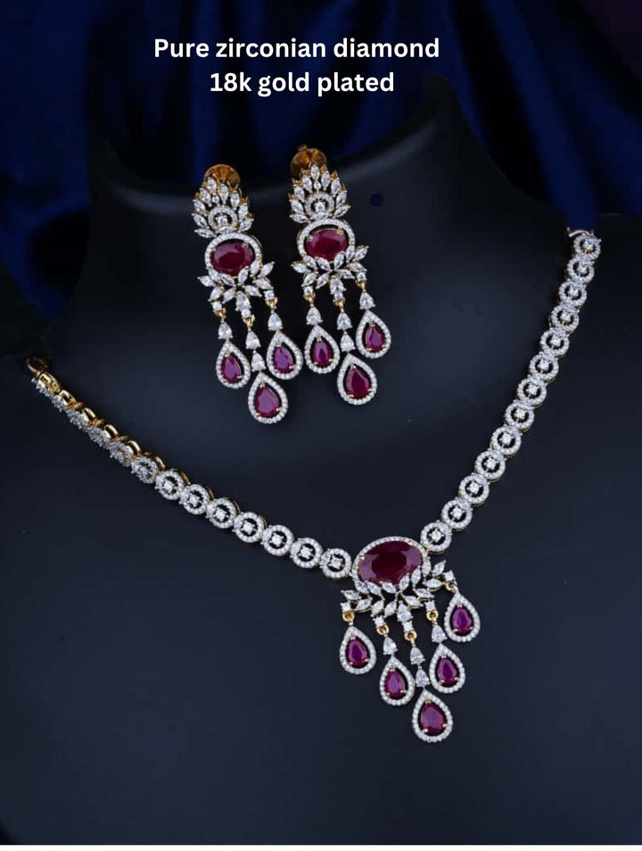 Pure Zirconian Diamond Necklace With Earrings c1018020