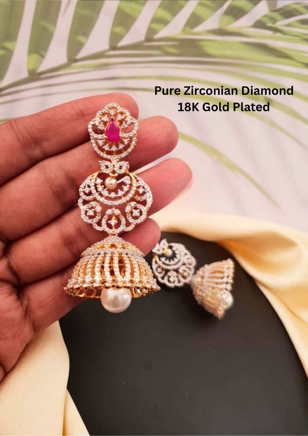 Pure Zirconian Diamond Gold Plated Earrings g101180