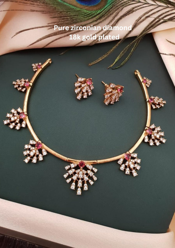 Pure Zirconian Diamond Necklace With Earrings g10799