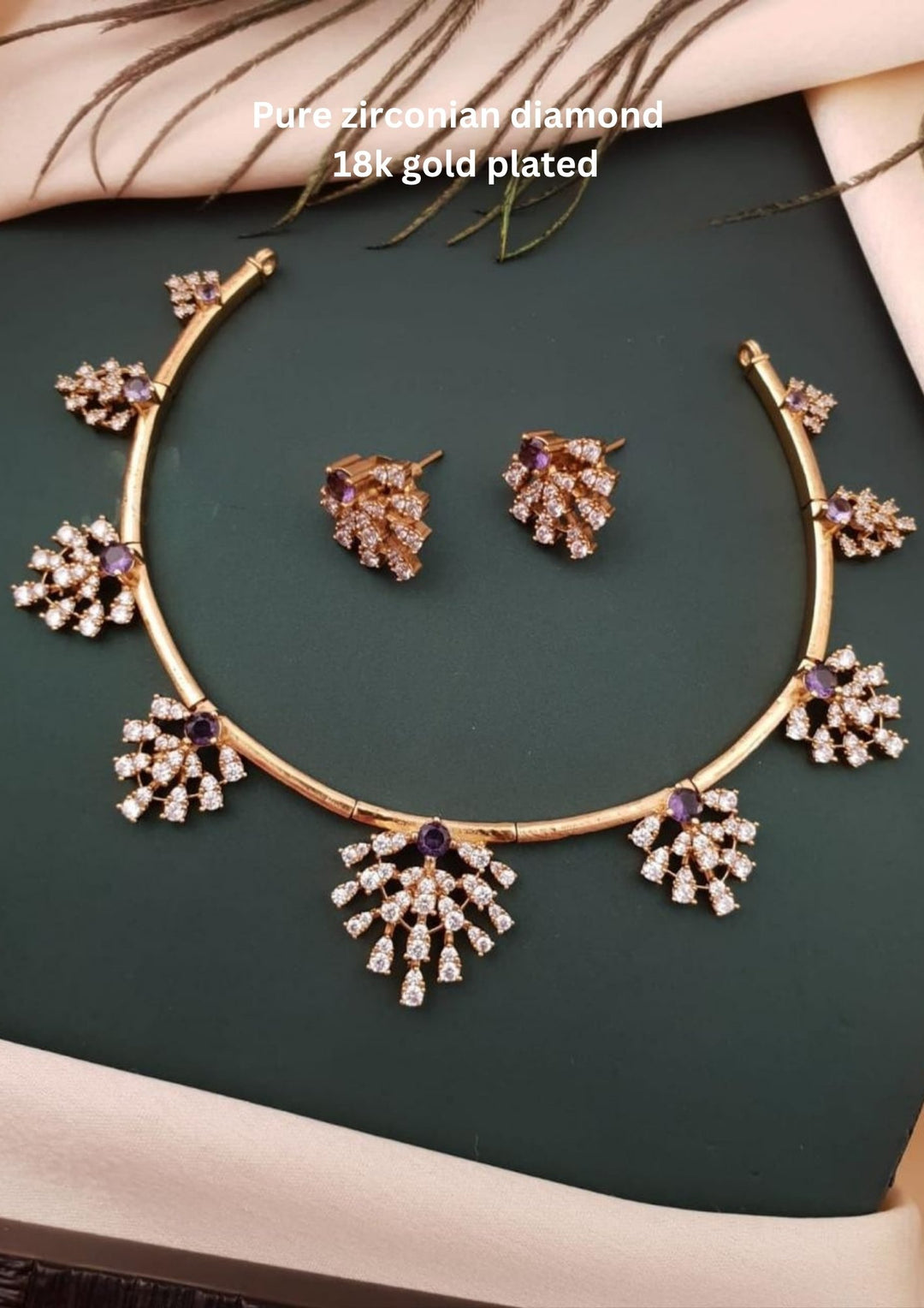 Pure Zirconian Diamond Necklace With Earrings g10799