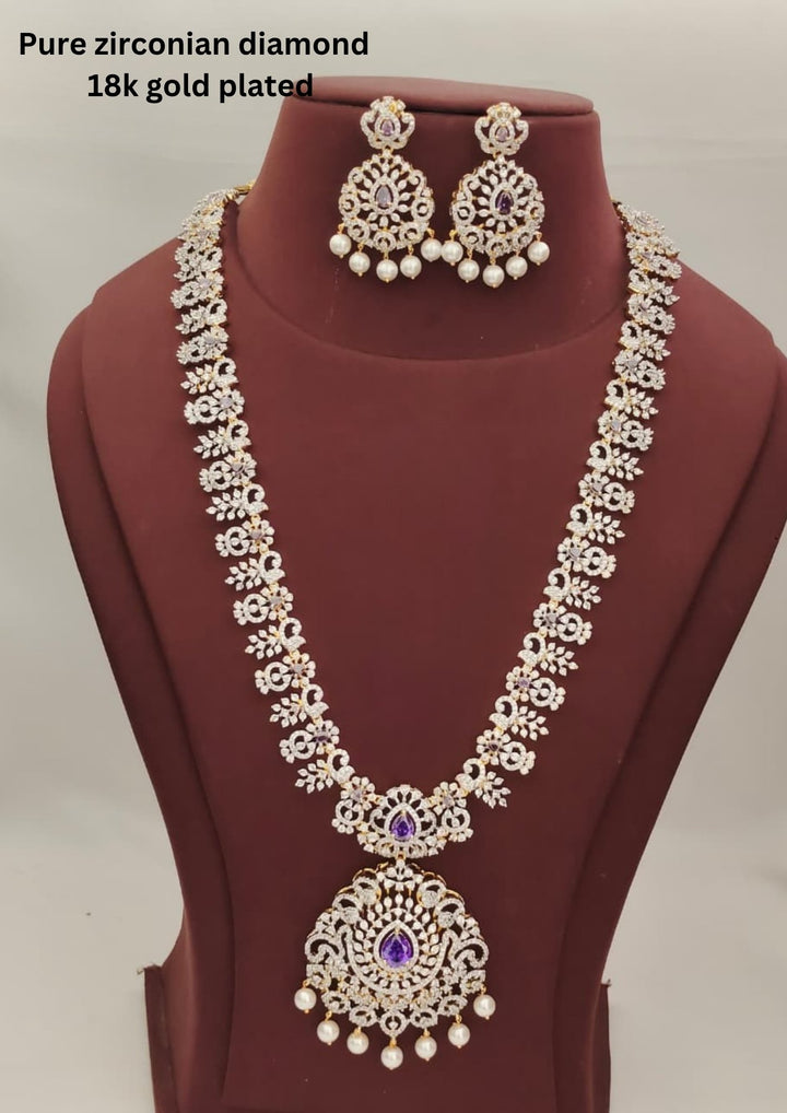 Pure Zirconian Diamond Necklace With Earrings s360023
