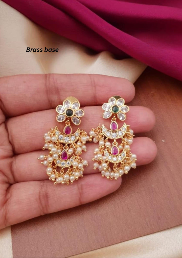 Kundan Brass Base Earrings g 10499