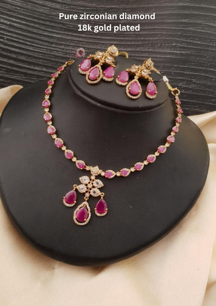 Pure Zirconian Diamond Necklace With Earrings g10999