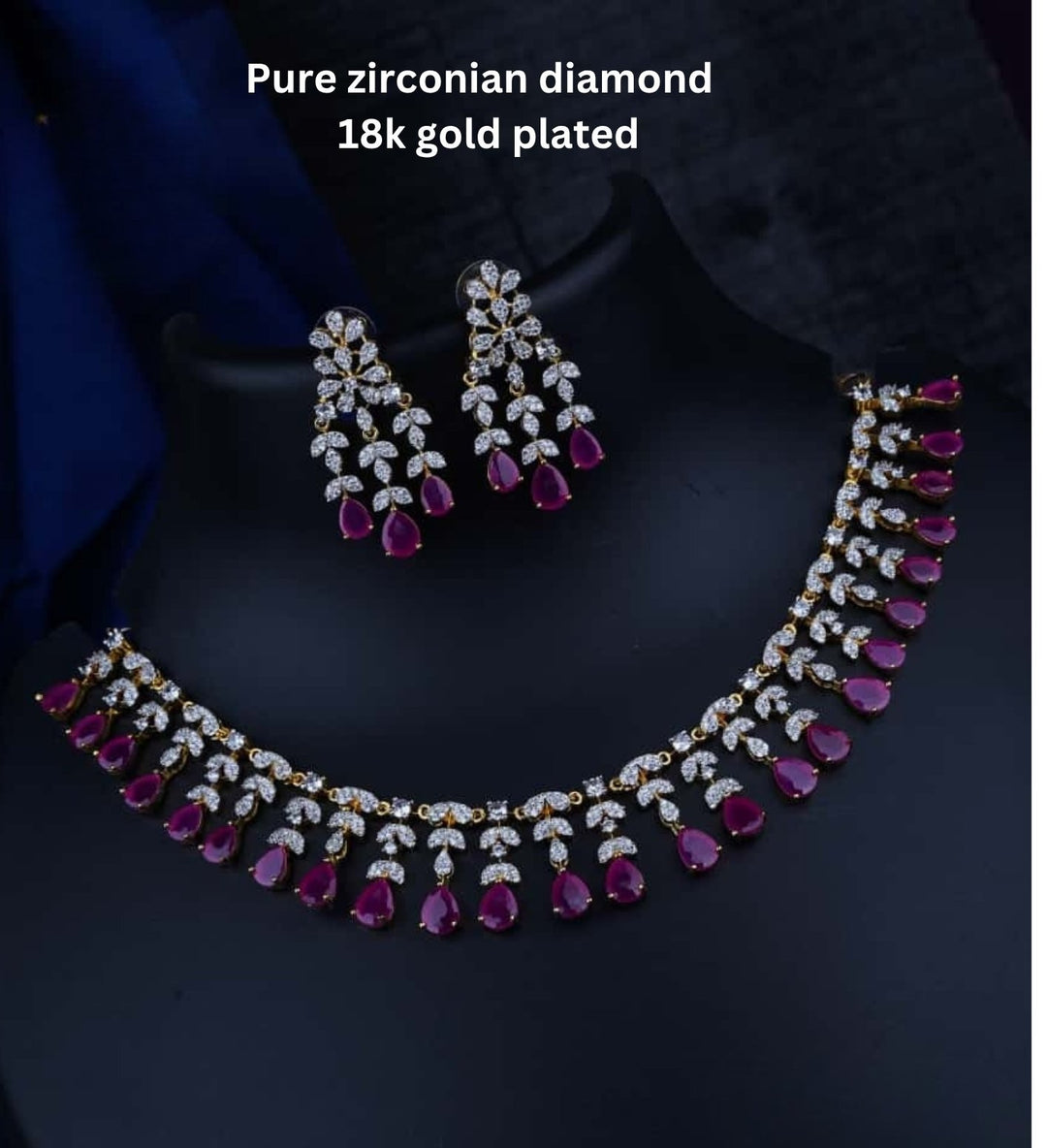 Pure Zirconian Diamond Necklace With Earrings c1013520