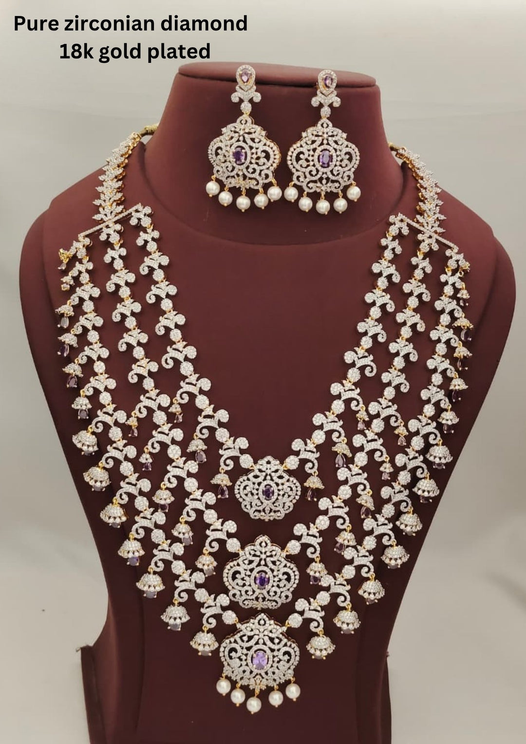 Pure Zirconian Diamond Necklace With Earrings  s600065