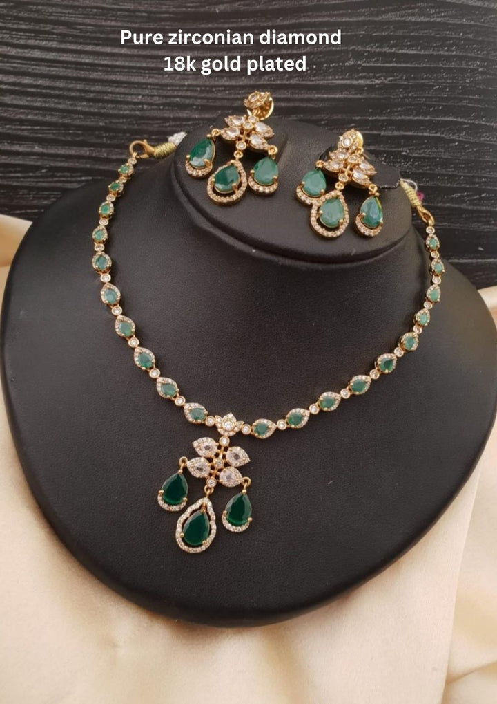 Pure Zirconian Diamond Necklace With Earrings g10999