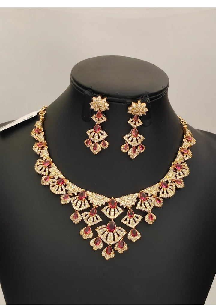 Pure Zirconian Diamond Necklace With Earrings s230591