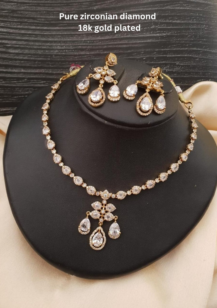 Pure Zirconian Diamond Necklace With Earrings g10999
