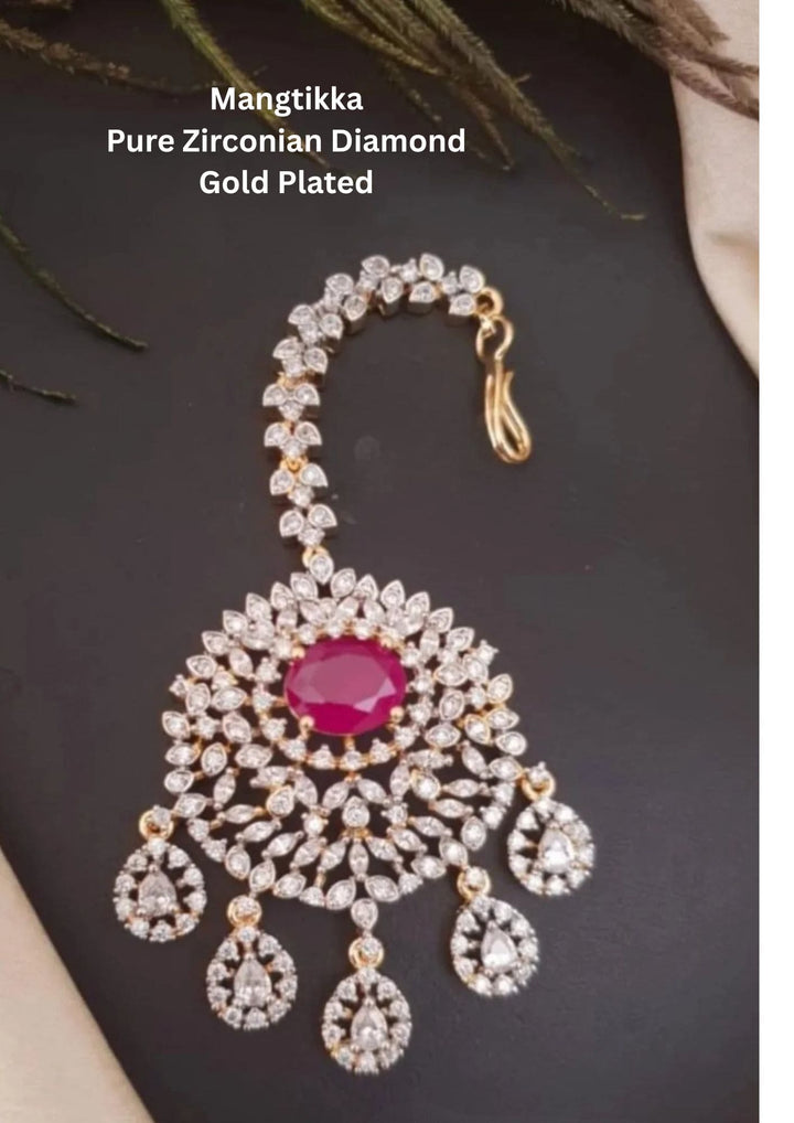 Pure Zirconian Diamond Gold Plated Mangtikka g10650