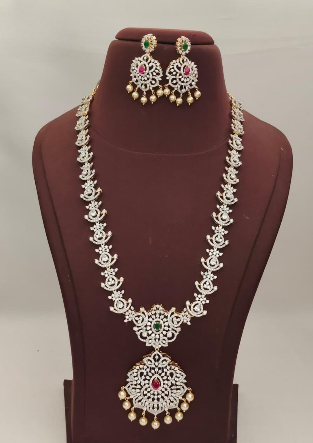 Pure Zirconian Diamond Necklace with Earrings s420083