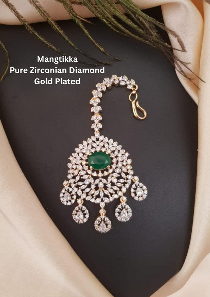 Pure Zirconian Diamond Gold Plated Mangtikka g10650