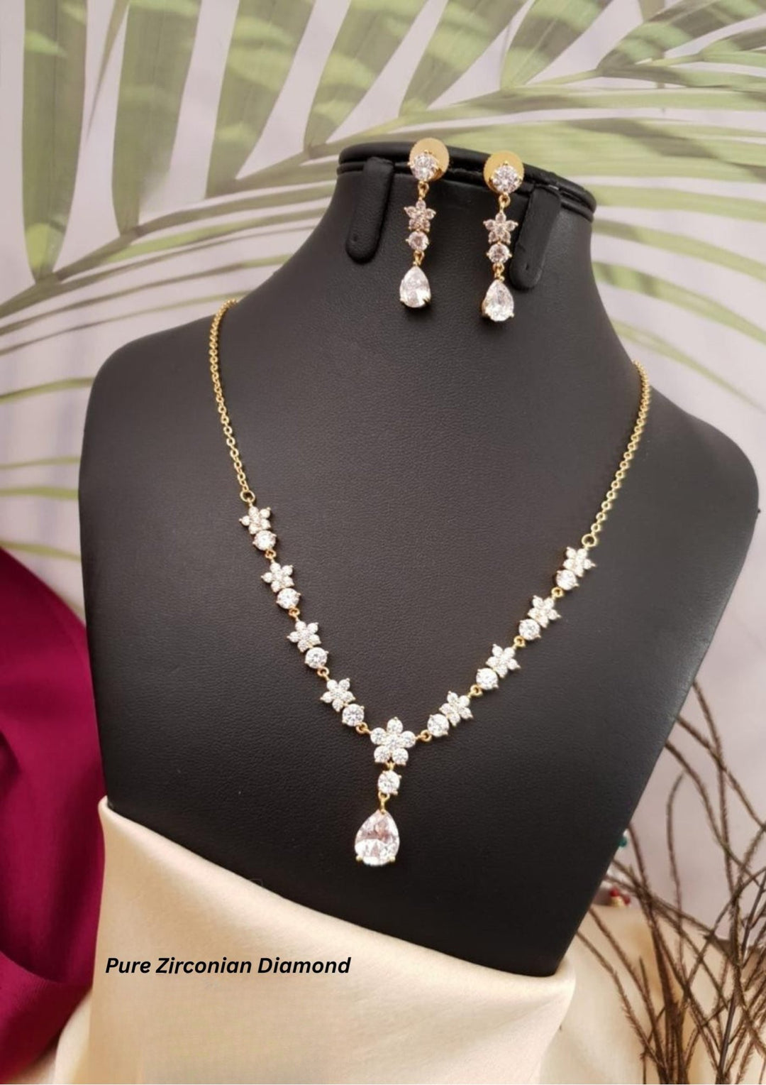 Pure Zirconian Diamond Necklace with Earrings g 10850