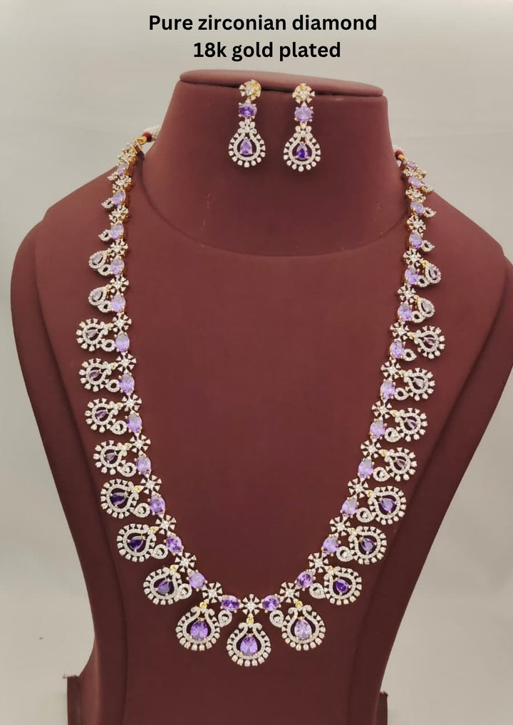 Pure Zirconian Diamond Necklace With Earrings s360023