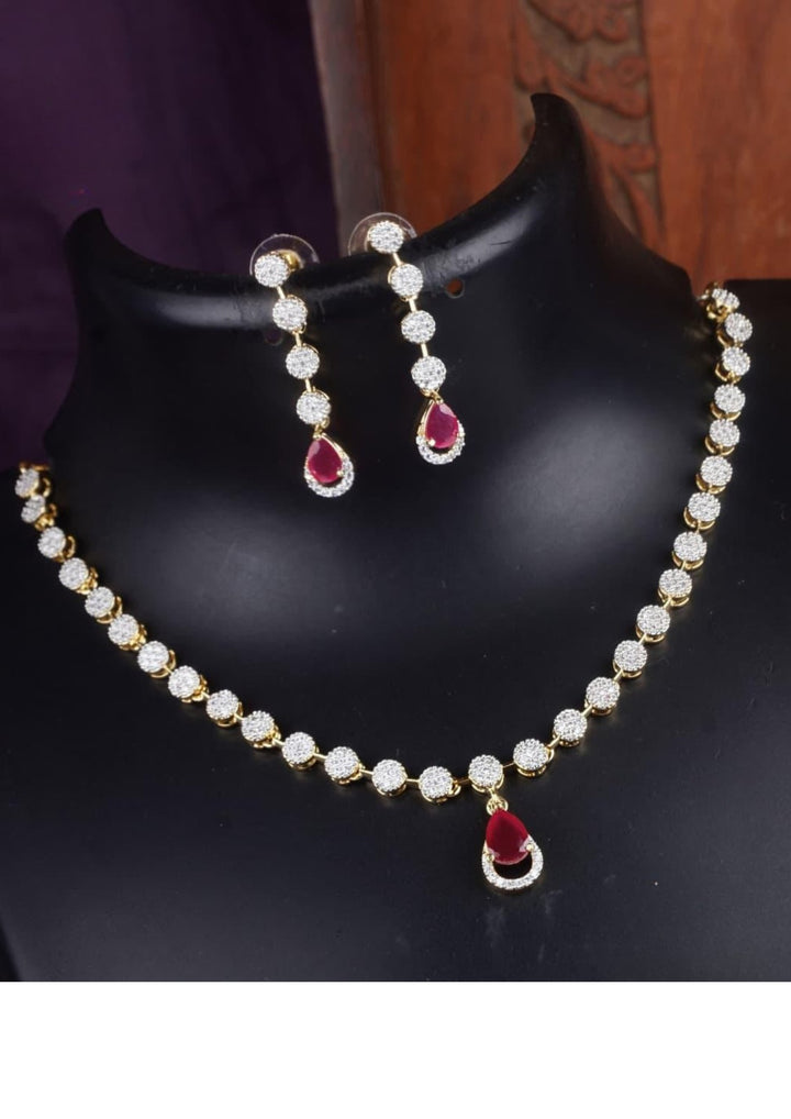 Pure Zirconian Diamond Necklace With Earrings c105520