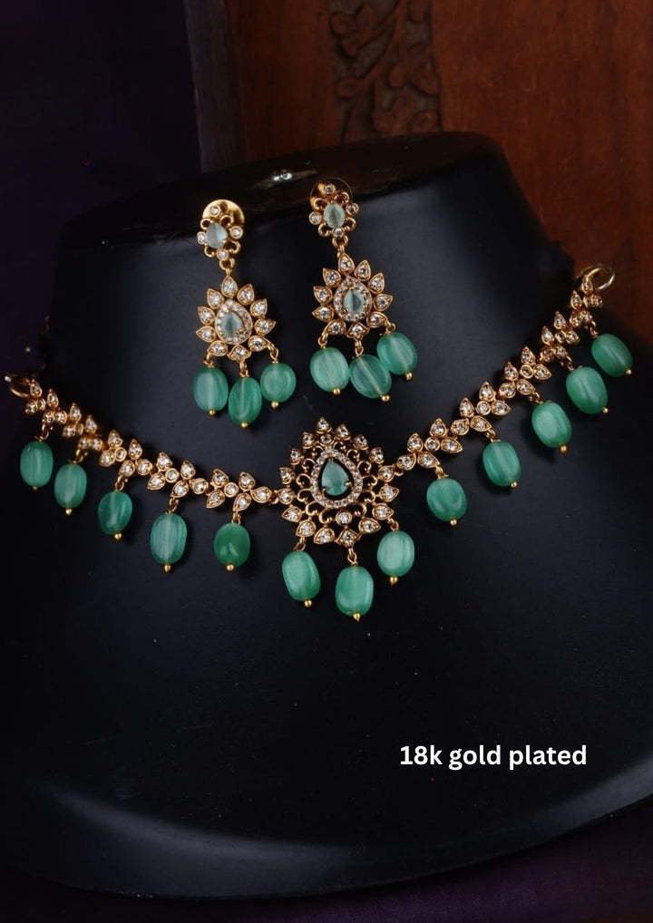 Kundan Matt Necklace with Earrings c106020