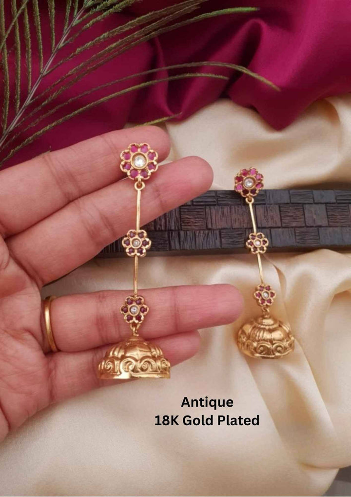 Kundan Gold Plated Kemp Antique Earrings g 10750