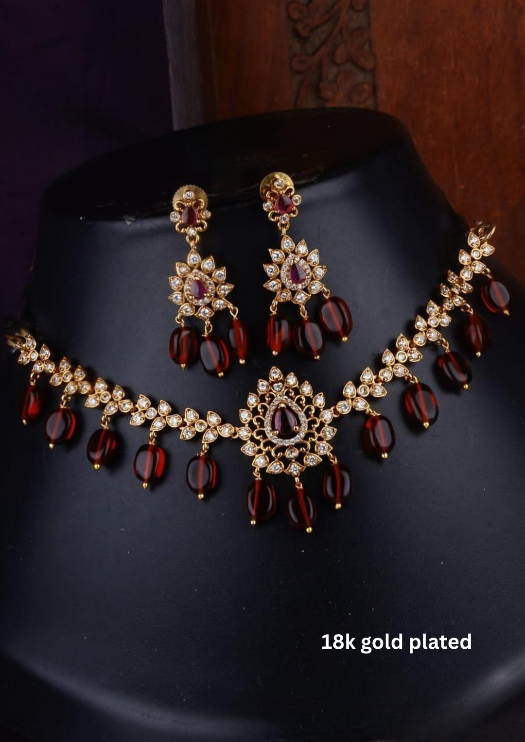 Kundan Matt Necklace with Earrings c106020