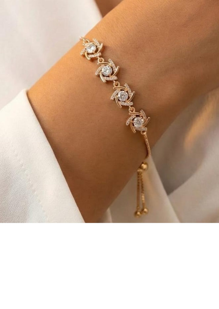 Rose gold plated adjustable bracelet with Pure Zirconian diamonds a21