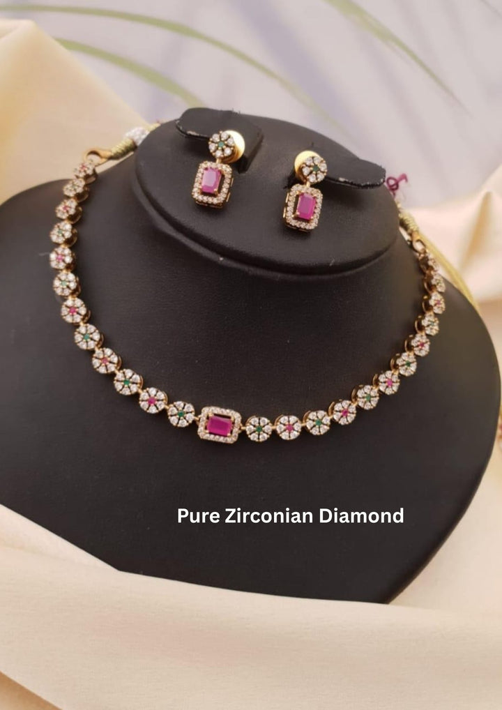 Pure Zirconian Diamond Necklace With Earrings g10650