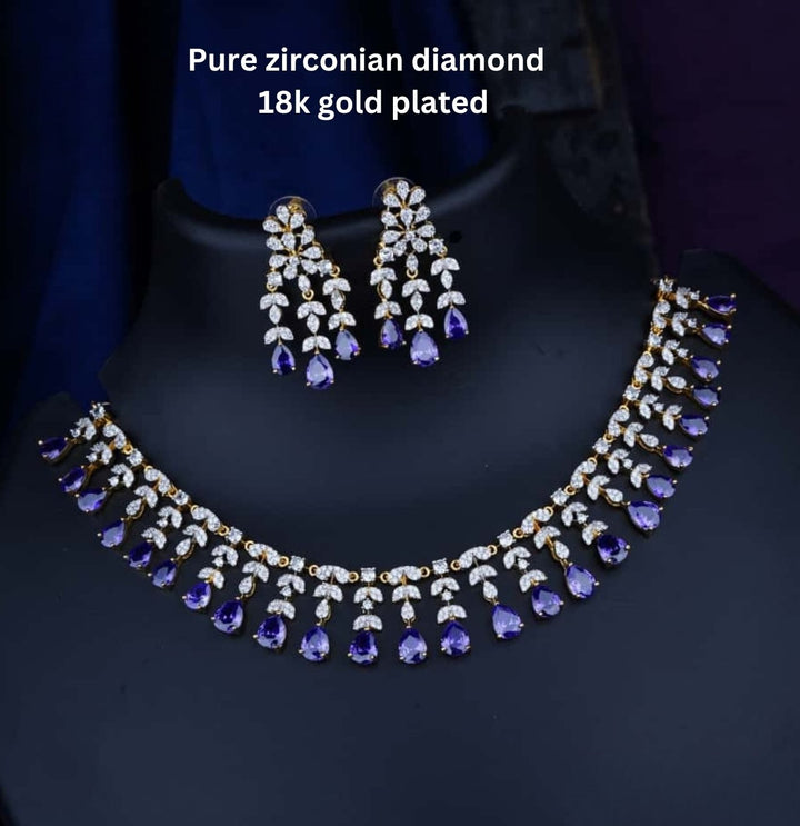 Pure Zirconian Diamond Necklace With Earrings c1013520