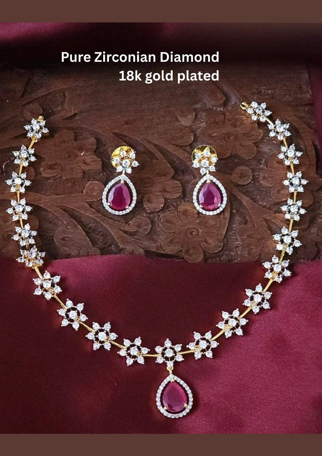 Pure Zirconian Diamond Necklace With Earrings r10950