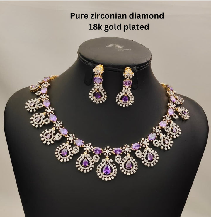 Pure Zirconian Diamond Necklace With Earrings s230091
