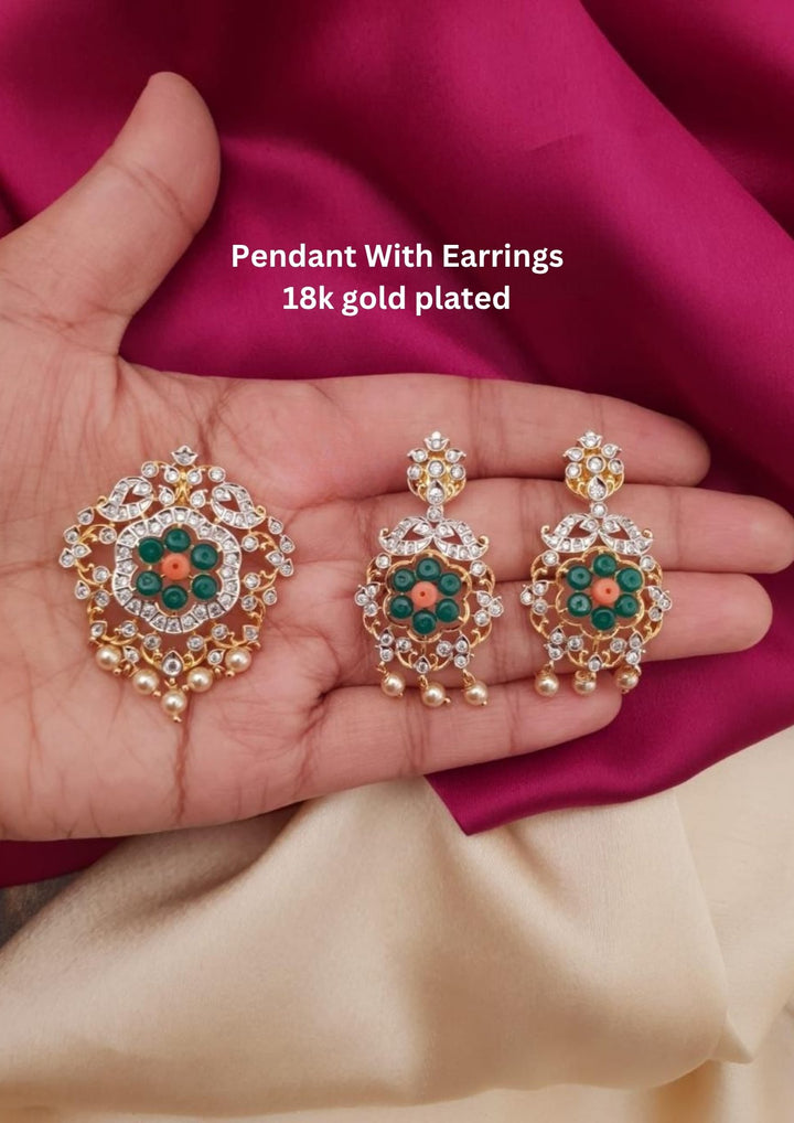 Kundan Pendant With Earrings g10950