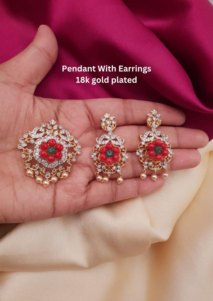Kundan Pendant With Earrings g10950