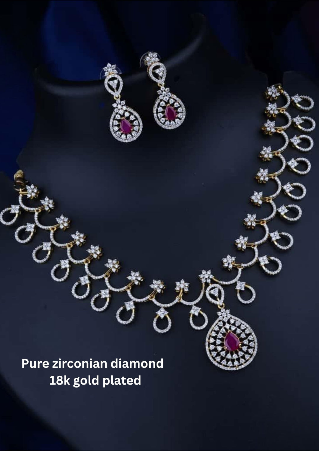 Pure Zirconian Diamond Necklace With Earrings c1013020