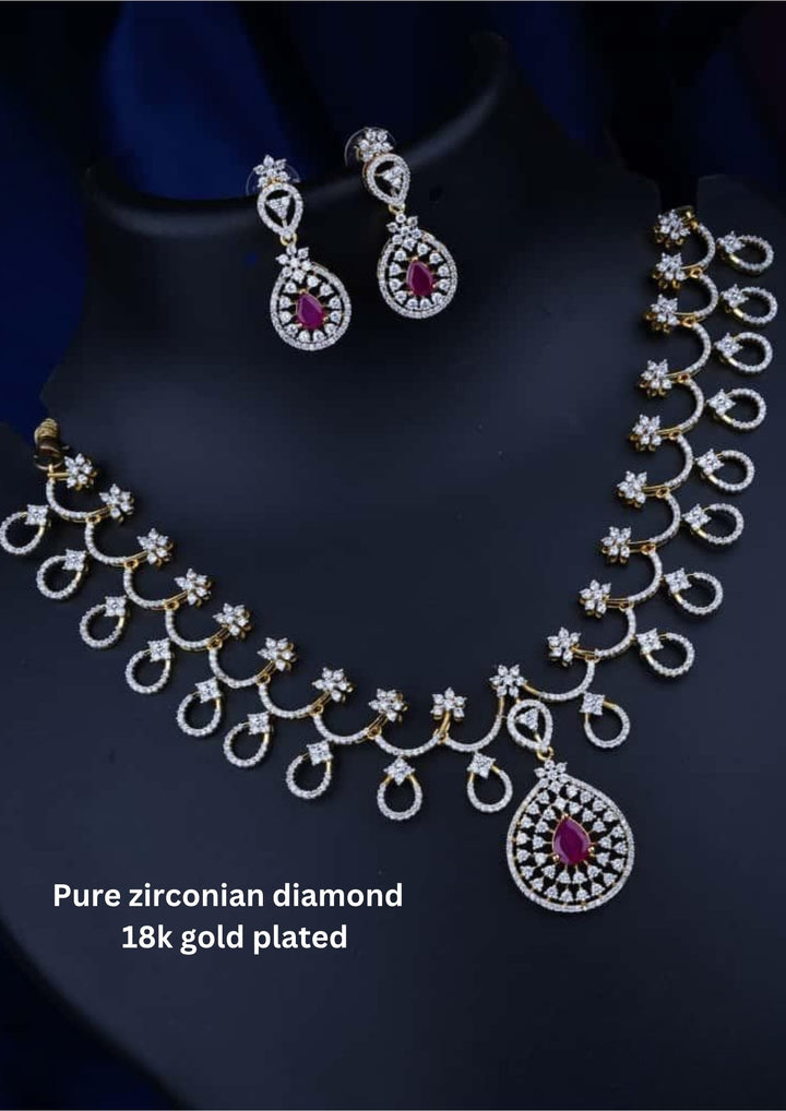 Pure Zirconian Diamond Necklace With Earrings c1013020