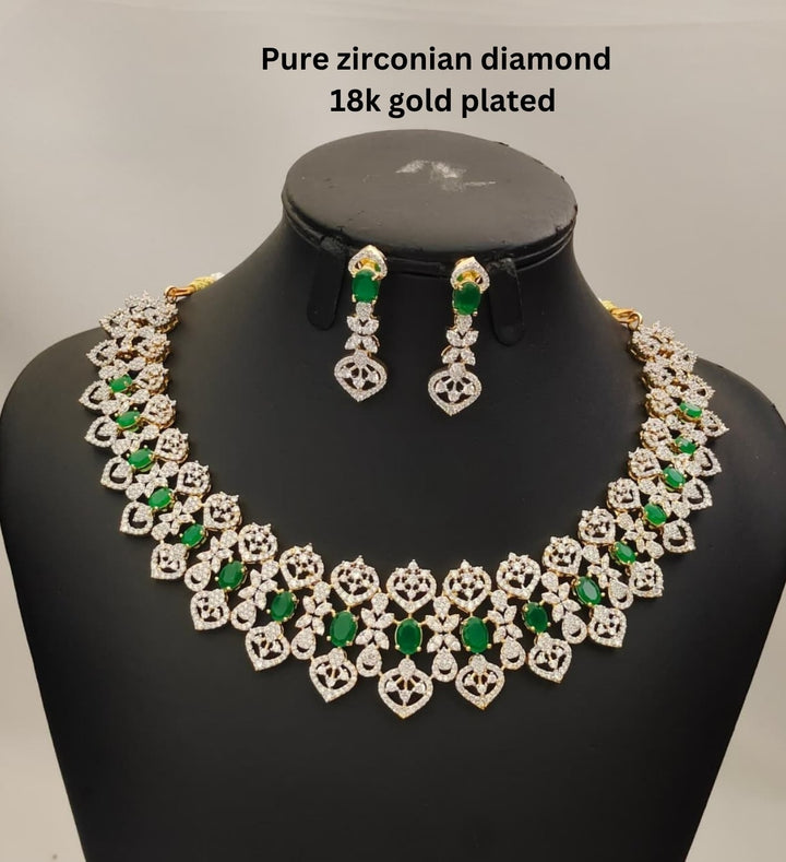 Pure Zirconian Diamond Necklace With Earrings s260022