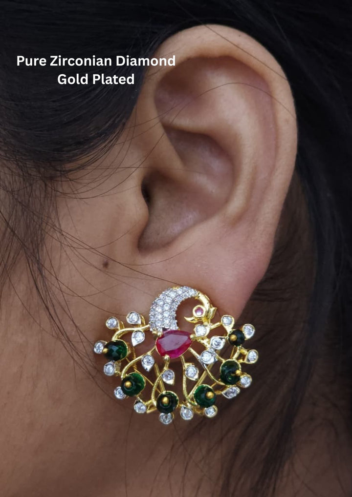 Pure Zirconian Diamond Gold Plated Earrings  r10460