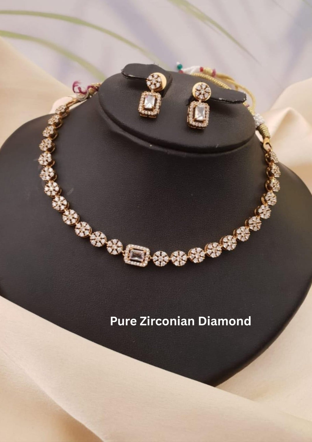 Pure Zirconian Diamond Necklace With Earrings g10650
