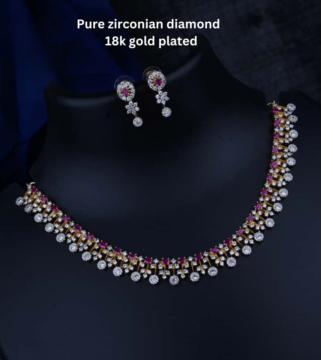 Pure Zirconian Diamond Necklace With Earrings c1011020