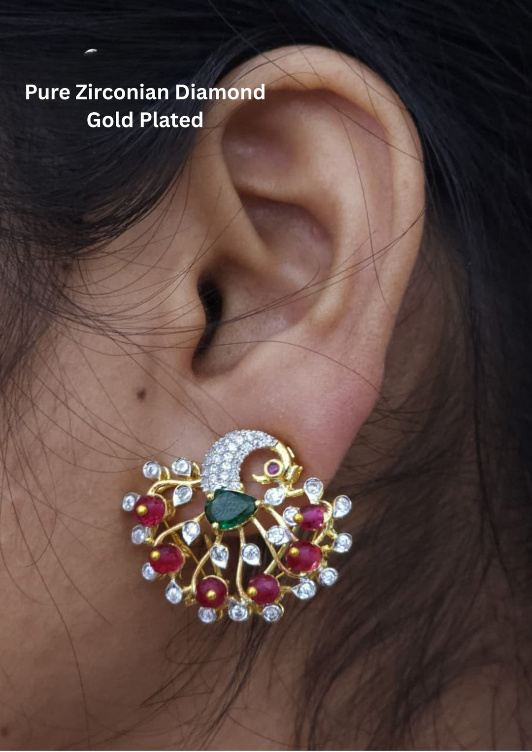 Pure Zirconian Diamond Gold Plated Earrings  r10460