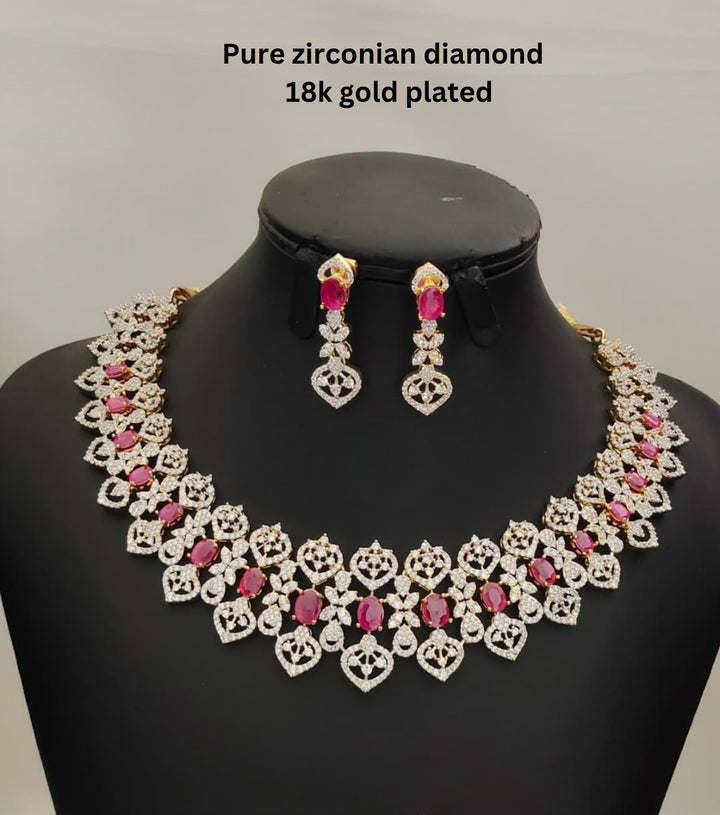 Pure Zirconian Diamond Necklace With Earrings s260022