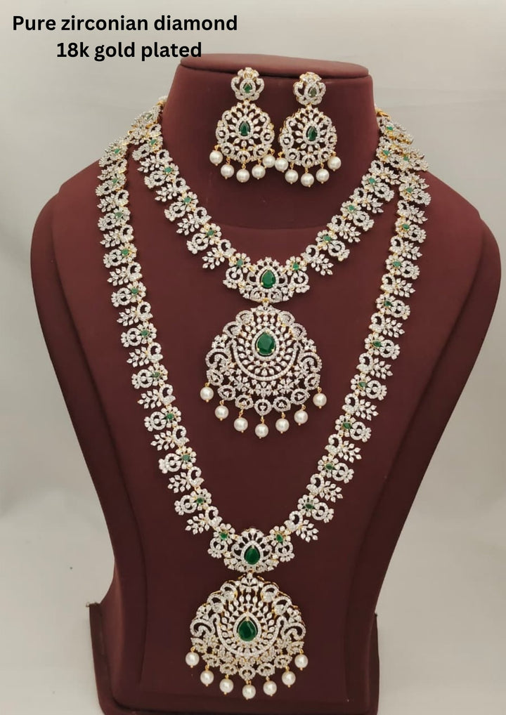 Pure Zirconian Diamond Necklace With Earrings s560025
