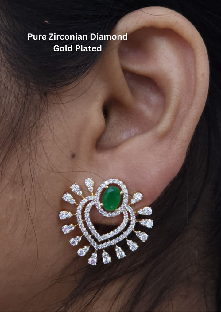 Pure Zirconian Diamond Gold Plated Earrings r10560