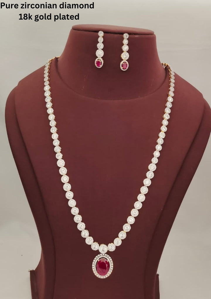 Pure Zirconian Diamond Necklace With Earrings s290052