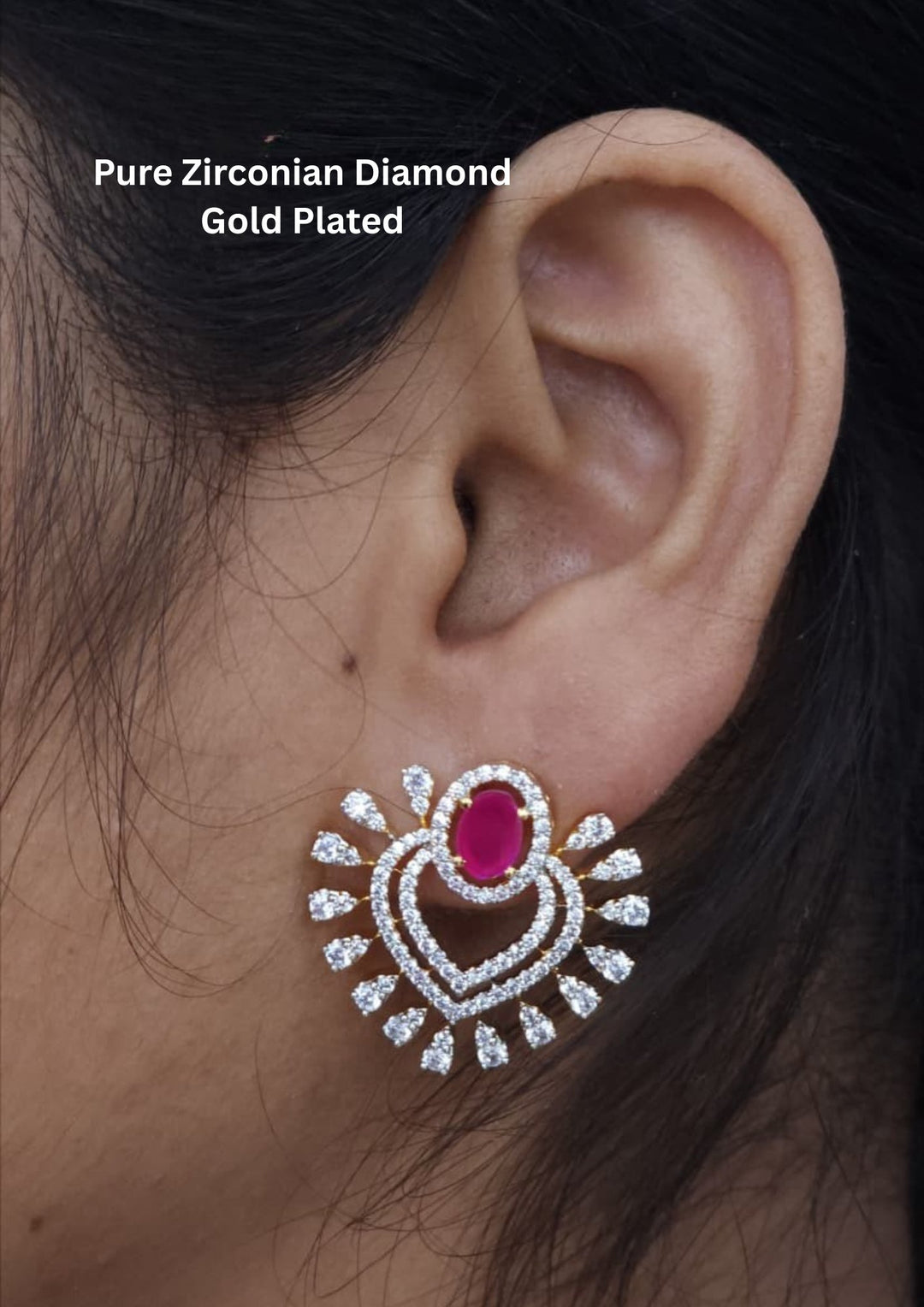 Pure Zirconian Diamond Gold Plated Earrings r10560