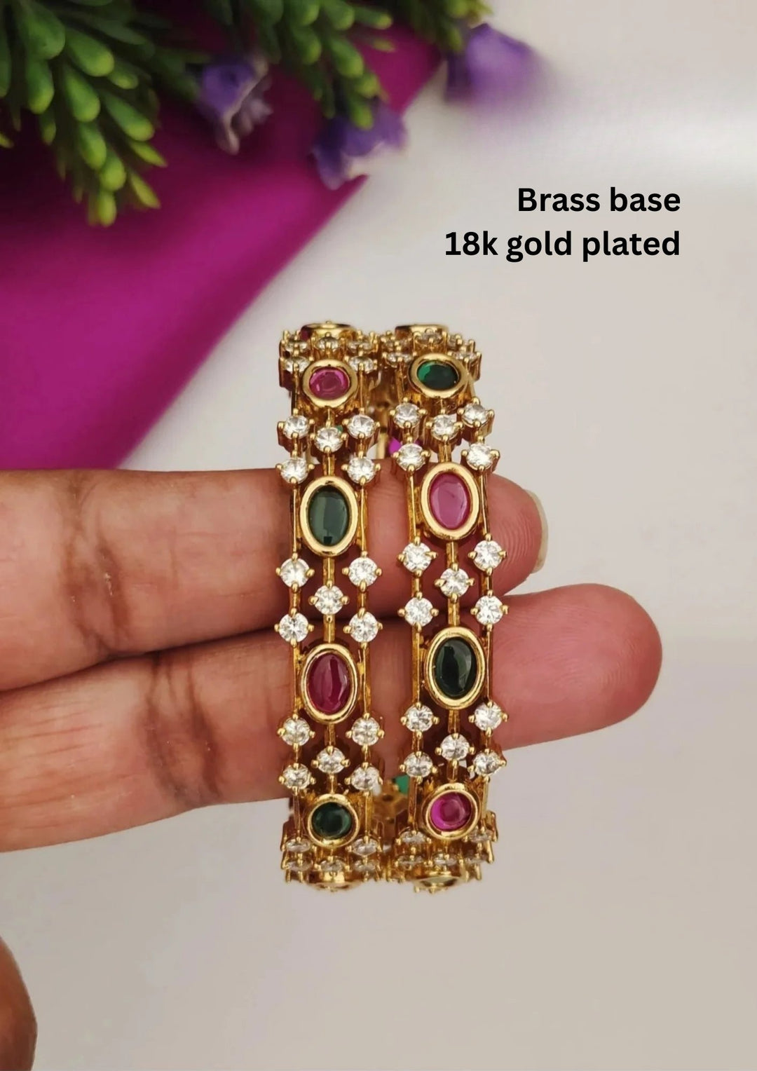Kundan Gold Plated Bangles s130001(set of 2)