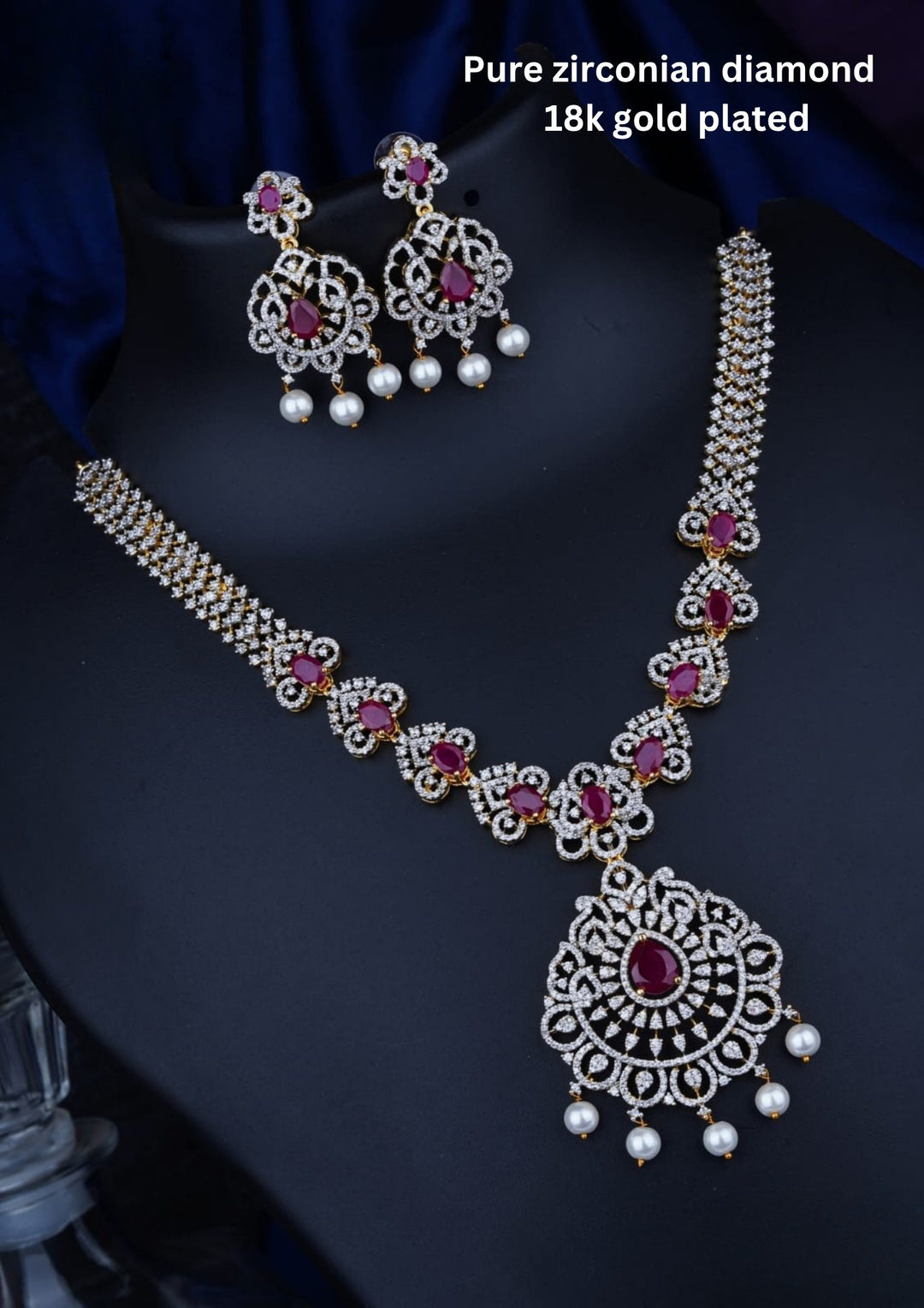 Pure Zirconian Diamond Necklace With Earrings c1019520
