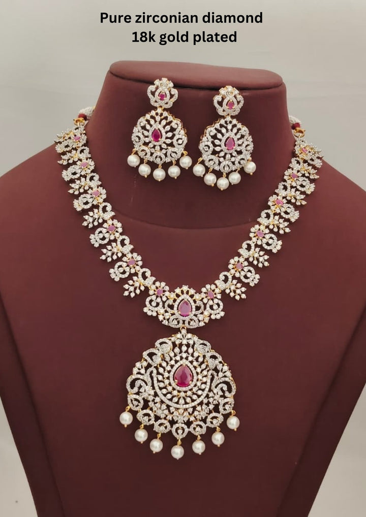 Pure Zirconian Diamond Necklace With Earrings s300062